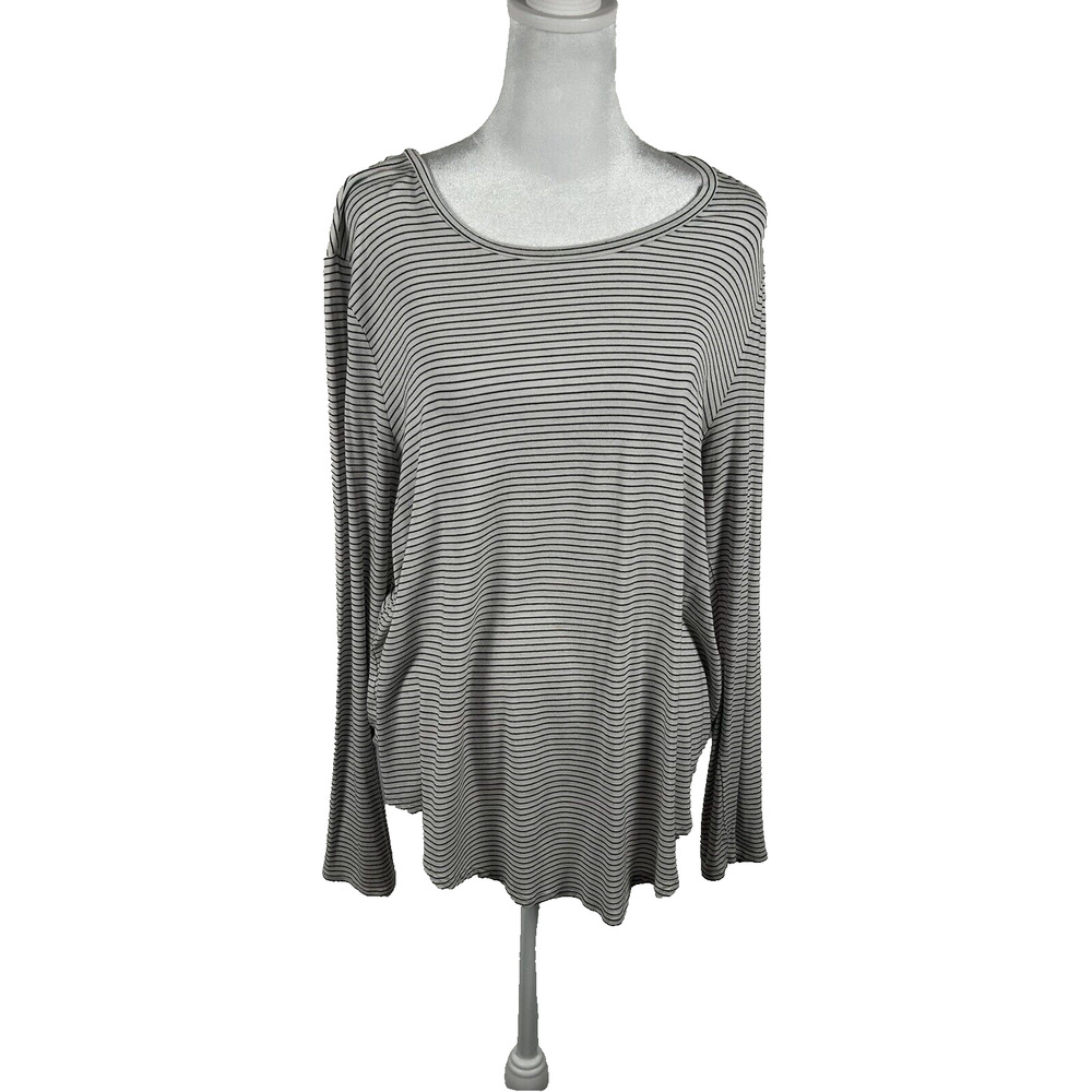 Market & Spruce Stitch Fix White Striped Long Sleeve Blouse Top Large Casual